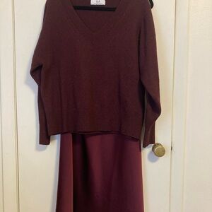 Magaschoni Burgundy Sweater and Skirt Ensemble